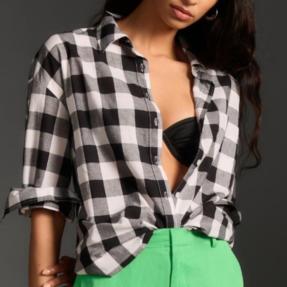 NWT Anthropologie Bennet Buttondown Shirt by Maeve: Buffalo Check Edition